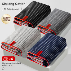 Mens Underwear Antibacterial Breathable Boxer Shorts Striped Sports Loose Mens Pants Boxer Briefs