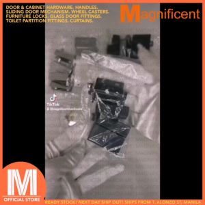 Double Magnetic Push to Open Touch Catch Pivot Hinge for Kitchen Cupboard Glass Cabinet Door (Black)