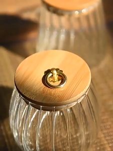 【KUROMAME】Balang Kaca Lutsinar dengan Penutup Kayu Storage Containers For Spices Glass Transparent Container Glass Jars With Wood Lid Coffee Tea Candy Cookie Jar Supplies