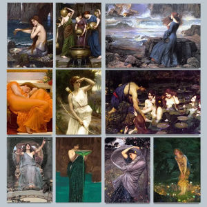 John William Waterhouse Victorian Woman Shalott Theme Diamond Art Painting Kit Mosaic Cross Stitch for Home Wall Decor