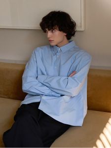 Loose Fit Classic Collar Long Sleeve Pure Cotton Mens Shirt Vintage Style Casual Wear for Autumn Season Breathable Fabric