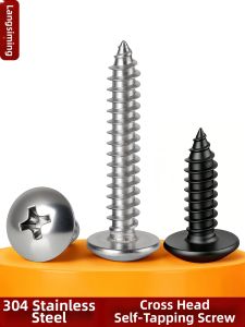 LANGSIMING | Stainless Steel Black 304 Galvanized Cross Recessed Pan Head Self Tapping Screws