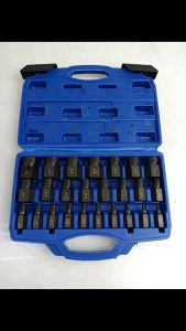 [READY STOCK] [NEW] 25pcs Damaged Screw Extractor Remover Set Hex Shank Broken Bolt Extractor Holder Socket Adapter with Storage Case