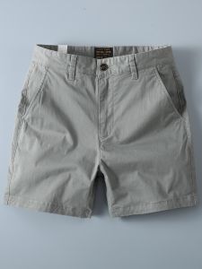 กางเกงขาสั้นทรงหลวมสำหรับใส่ทำงานสไตล์ลำลอง ผ้าฝ้ายแท้ 3 ฟุต 4 ฟุต ยืดหยุ่นเล็กน้อย กางเกงขาสั้นสีพื้นสำหรับใส่ไปทำงาน