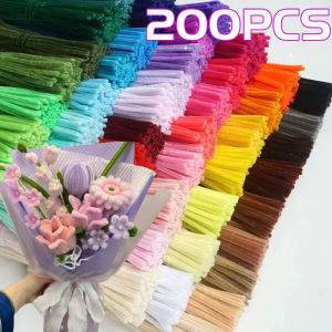 200PCS Chenille Stems Toys DIY Strips Twist Bar Anvil Wire Craft Pipe Creative Hobby Children Plush Stick Chenille Sticks