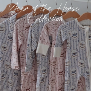 Bamberry Baby Zippered Romper Year of the Horse Collection - Bamboo Fabric