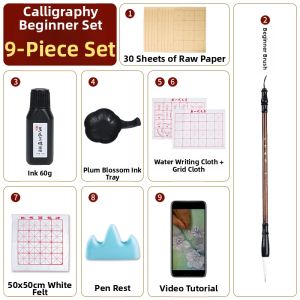 SHANGJIA | Beginner Friendly Calligraphy Set Wolf Hair and Mix Hair Brush Ink Paper Inkstone