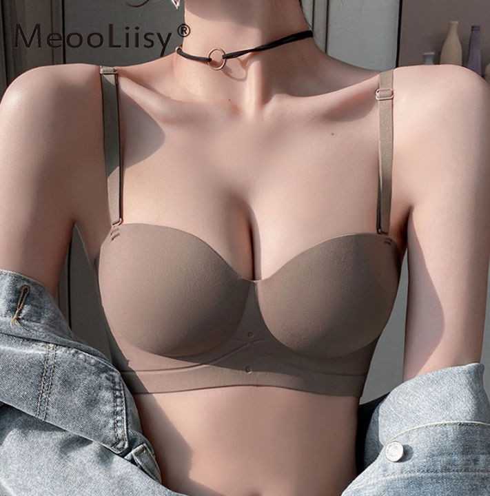 MeooLiisy Seamless Push Up Bras for Women Strapless Invisible Half Cup  Underwear No Wire Beauty Back Lingerie