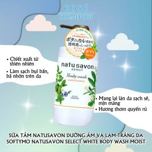 Sữa Tắm Natusavon Dưỡng Ẩm Và Làm Trắng Da Softymo Natusavon Select White Body Wash Moist 500mL