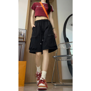 V.C.I | Black Loose Fitting High Waist Cool Stylish Big Pocket Cargo Shorts