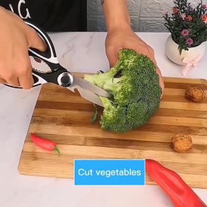 (M460A) Gunting Daging Dapur Serbaguna Kitchen Bone Scissors Pemotong Sayur Daging Pembuka Walnut