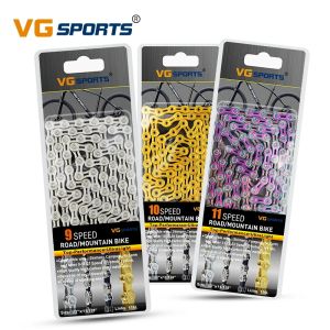VG Sports Bike Chains 8/9/10/11 Speed Bicycle Chains Cycling Chains Half Hollow Chains 116L Golden/Silver/Rainbow/Golden Silver Mountain Bike  175/255