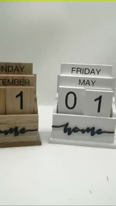 Creative Wooden Perpetual Calendar Desktop Decoration With European Retro Style And Replaceable Date Wooden Calendar Ornament
