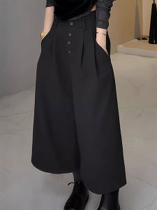Spring New Fashion Petite High Waist Buttoned Pleated Pants