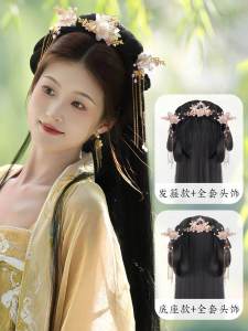 Womens Full Headset Integrated Hairband Ancient Style Lazy Versatile Butterfly Knot Hair Pack Beginner Hairdo Fake Hair