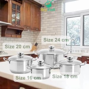 Nồi inox 430 cao cấp FiveStar Standard nắp kính  3 đáy dùng được mọi bếp - Shop Bếp Xinh