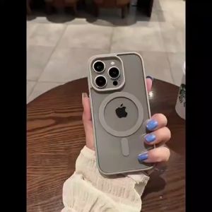 MAGSAFE !! CLEAR CASE Warna TITANIUM NATURAL iPhone 15 Pro Max ProMax 15+ Plus Drop Military (Anti KUNING) Case Ori HardCase Belakang Casing Acrylic Soft Silicone Samping Silikon Bening Kondom Hard 5G OMLED Transparent SPIGEN Mag Safe Galaxy ORI ABU Abu