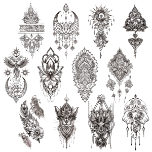 สติกเกอร์รอยสักชั่วคราว 12 แผ่น ลายทนทานสำหรับศิลปะบนร่างกาย ใช้งานง่ายและลอกออกได้ รอยสักชั่วคราวกันน้ำ