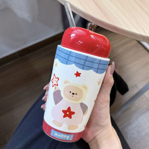 LUXIAOSHI | Red Apple Bear Ceramic Straw Cup