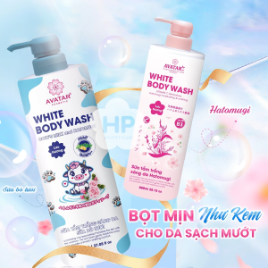 Sữa Tắm Dưỡng Trắng Sáng Da Avatar White Body Wash 800mL ( 2 Loại + Vòi Kèm Theo )