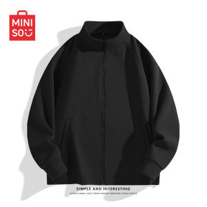 Light Grey Zipper Cardigan Mens Autumn Stand Collar Jacket Casual Sporty American Style Loose Fit Pure Color Polyester Fiber