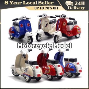 ❤️【Vespa Motorcycle Model】1:32 Scale Diecast Motorcycle Model Toys Scooter Vespa Pull Back Miniature Replica for Kids