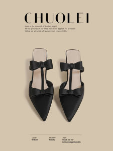CHUOLEI | French Style Slip-On Heels Pointed Toe Satin Black