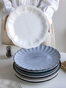 High Aesthetic Value 10 Inch Ceramic Steak Plate Dining Plate Western Dinnerware Dish Collectible Large Size round Edge