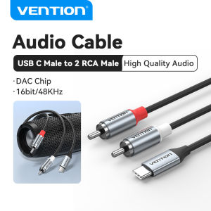 Vention RCA Cable for Audio USB C Male to 2 RCA Male Audio Cable for Smartphone Amplifier Speaker Type C Male to 2 Male RCA Connector