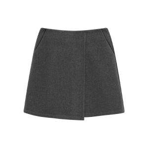 Gray Luxury Cape Double Breasted Jacket and Half Skirt Set