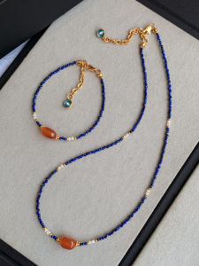 GOOYNN | Natural Lapis Lazuli Tiny Beads Delicate Necklace Blue New Chinese Style