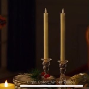 Moving Flame Taper Candles with Remote and Timer Flameless LED Candlesticks Flickering with Moving Wick Christmas Decorations Ivory
