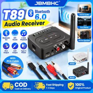 JBMBHC Bluetooth 6.0 Receiver T89 HIFI Stereo Sound Wireless Audio Adapter Built-in Mic Hands-free Calling Support USB Flash Drive For Car Home