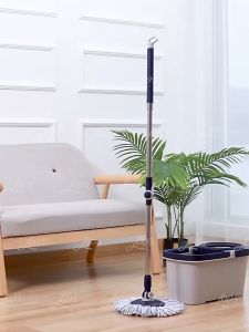 Jbos Mop With Spinner Metal Stainless steel bucket 360 Easy Rotating with drain cap Dual Drive Microfiber Mop