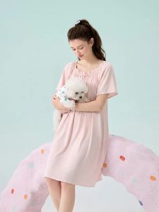 BE | New Season Womens Ice Silk Long Sleep Dress Nightwear