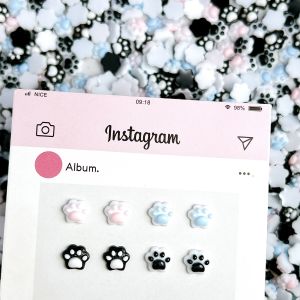 30PCS Double Colors Kawaii Puppy Claws Resin Nail Charms Luminous Creative Cat Paws Animal Series Nail Art Decorations DIY Nails