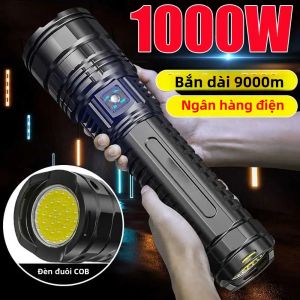 10000LM 800W Đèn Pin LED Mạnh Mẽ Chiến Thuật 15000mAh Pin Tích Hợp Đèn Khẩn Cấp Phạm Vi 4km Chống Nước Với Chức Năng Sạc Dự Phòng