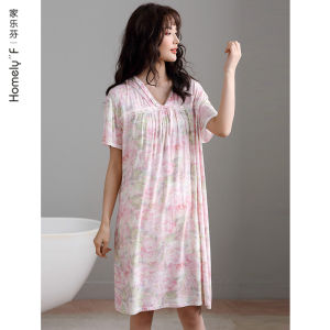 Carlefen Nữ Ngủ Mùa Hè Đầm Modal Cotton Phối Ren Giữa Váy Chiều Dài Thường Ngày Phong Cách Gia Đình Cho Người Trung Niên Và Người Cao Tuổi Plus Kích Thước