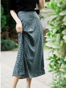 Elegant Fresh Retro French Design Flower Skirt Elastic Waist