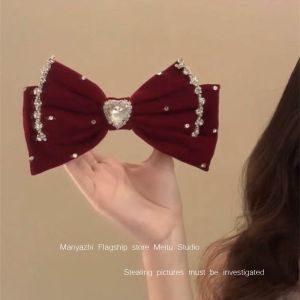 Elegant Velvet Hair Clip Princess Runaway Christmas Butterfly Knot Large Top Clip New Year Festive Hair Accessories