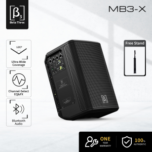 Beta Three 1 Year Warranty MB3-X Portable Speaker 6-inch Woofer 115dB Max SPL Deep Bass Bluetooth Audio Multi-Input Mixer Support TWS for Busking Event Karaoke Live