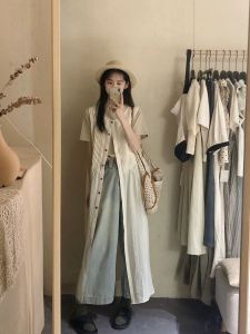 ชุดเดรสยาวแขนกุดสีขาวสไตล์ฝรั่งเศส ดีไซน์หวาน สไตล์ฤดูร้อน เดรสยาวคลุมเข่า กระโปรงทรงเอ คอตั้ง ผ้าโพลีเอสเตอร์