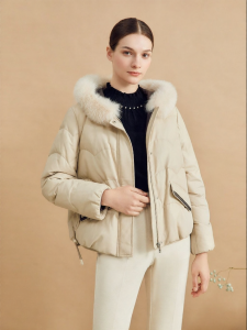 Warm Fur Collar Hooded Leather Down Jacket 90% Duck Down