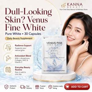 Venus Fine PureWhite 4-in-1 500mg Glutathione and Collagen- For Whitening and Glowing Skin 30 Capsules