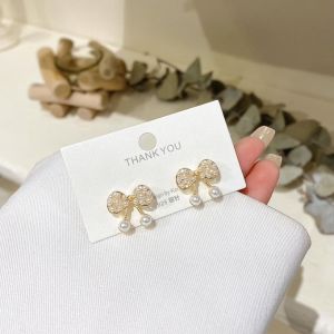 ❤️【Ready&COD】Anting Busur-Anting Ear Stude Gold Alloy Elegan Korea Simple Wanita Cantik S925 Silver