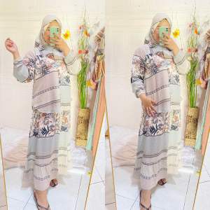 SETELAN ROK GAMIS HIJAB VIRAL HAVEL ALA MOTIF MEIJIWANG