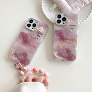 [Mới] khung mạ điện Kết cấu ốc xà cừ IMD vỏ điện thoại hoa văn cẩm thạch với vòng đeo tay cho iPhone x XS XR 11 12 13 14 15 16 Series