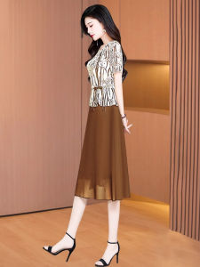 MAIMEI | High-End Brand Chiffon Dress Women Summer 2025 New Fake Two-Piece Set Guangzhou Thirteenth Floor European Fashion Cheongsam