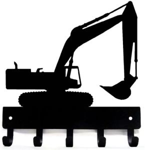CIFBUY Metal Wall Art Excavator Key Rack Holder Heavy Duty Iron Towel Organizer Industrial Farmhouse Home Decor Storage
