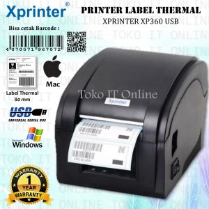 Xprinter XP360B Printer Label Thermal 80mm USB Cetak Stiker Harga Barang XP360 XP-360B Resi